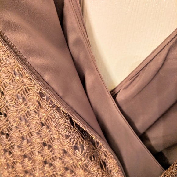 Jones NY Crochet Dress Size 2 Taupe Metallic - Picture 5 of 8